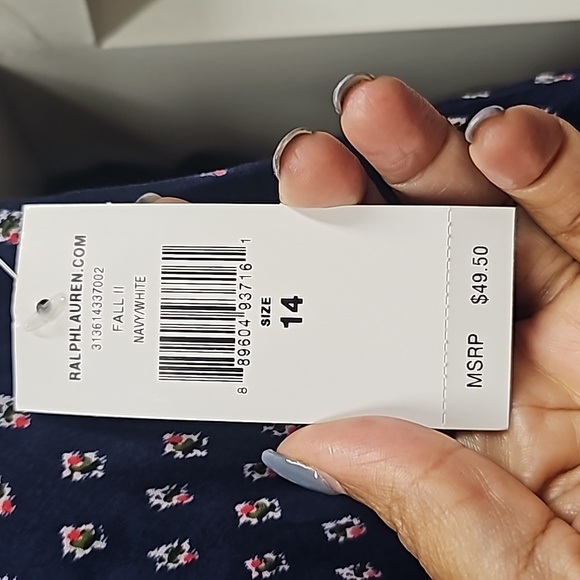 Ralph Lauren Girls blue, geometric print flounce skirt - Picture 2 of 4